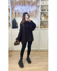 Veste Bi matière froufrou gris