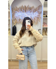 Jean Mom effiloché Bleu clair