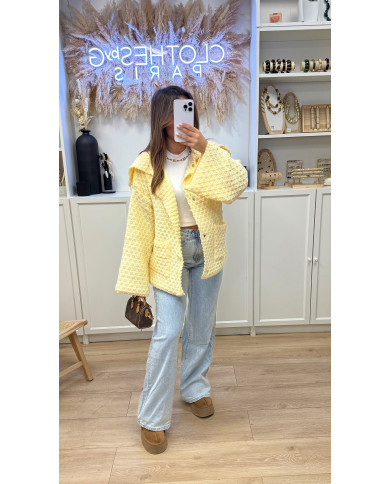 Gilet maille crochet Jaune