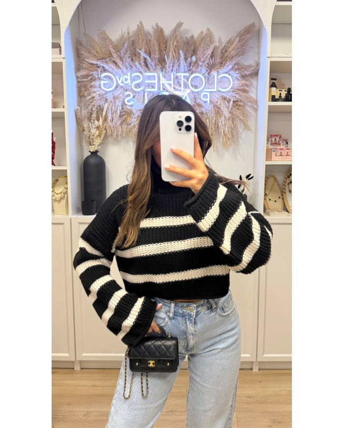 Col rouler marin crop noir