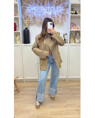 Blazer croisé à carreaux Beige