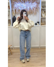 Pull cashy collier Bijoux Écru