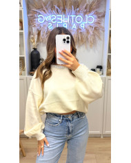 Pull cashy collier Bijoux Écru