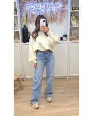 Pull cashy collier Bijoux Écru