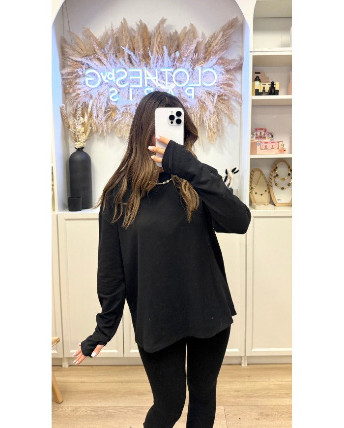 T-shirt épaulette mitaines Noir