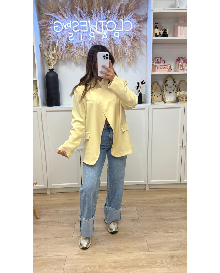 Blazer croisé ouvert Jaune
