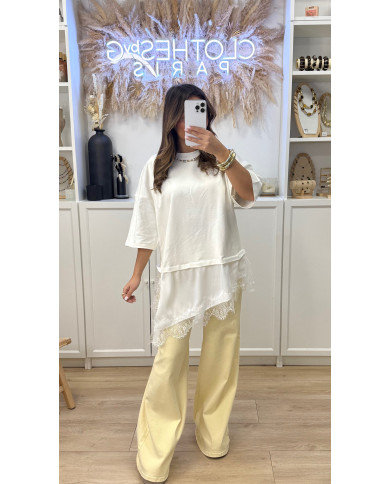T-shirt Blanc & dentelle