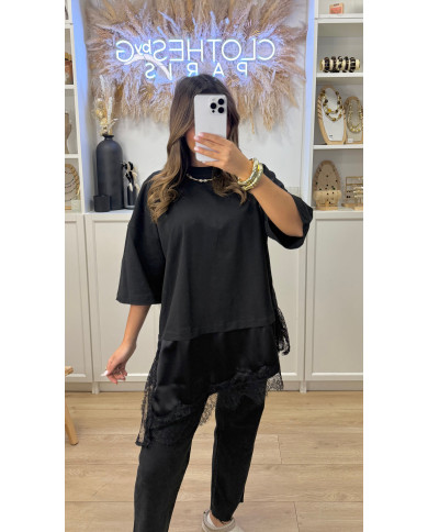 T-shirt noir & dentelle