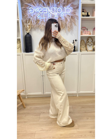 Jean évasé Beige