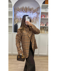 Blazer Croisé à carreaux Camel