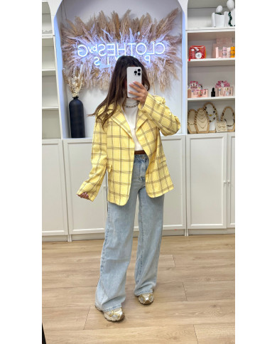 Blazer croisé à carreaux Jaune