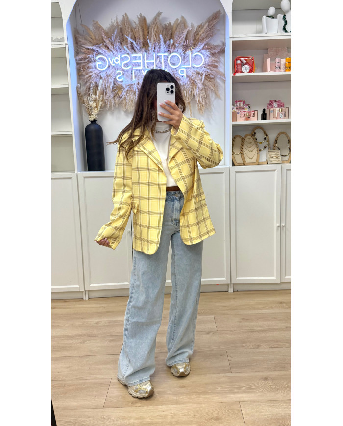 Blazer croisé à carreaux Jaune