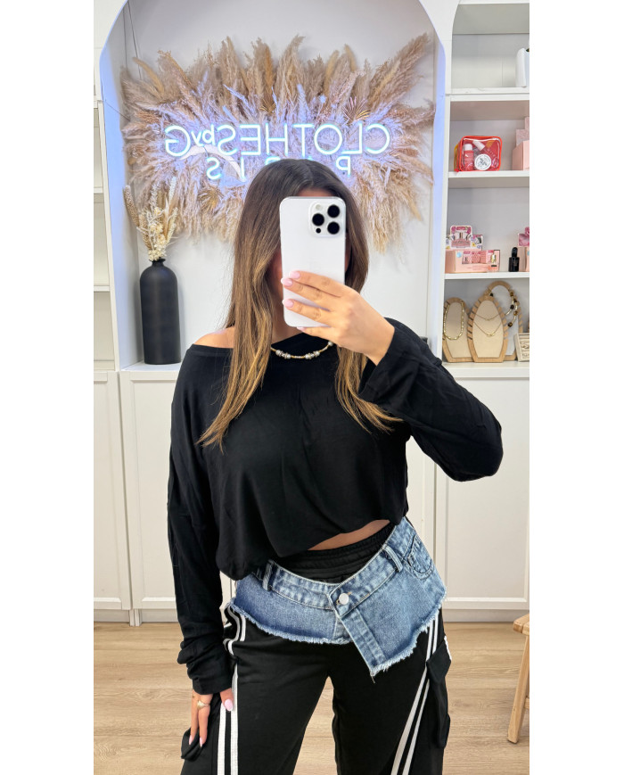 T-shirt oversize Souple noir