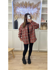 Veste en tweed Oversize Rouge
