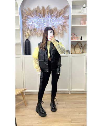 Perfecto simili Sans manches Noir