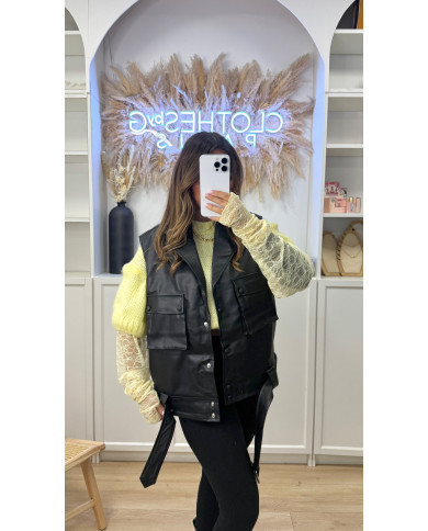 Perfecto simili Sans manches Noir