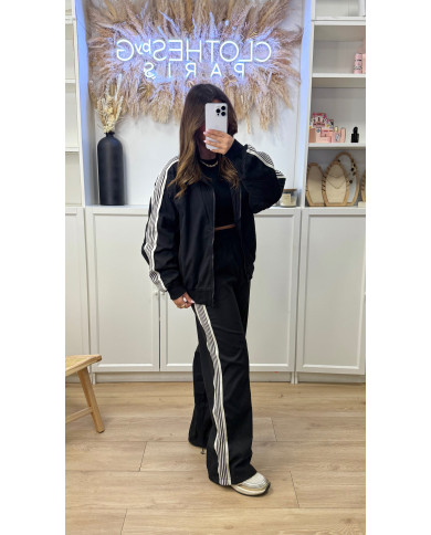 Survêtement imperméable noir avec rayures blanc