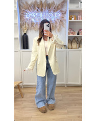 Pull polo rayé taupe & jaune