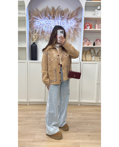 Cardigan KUJT Camel & bordeaux