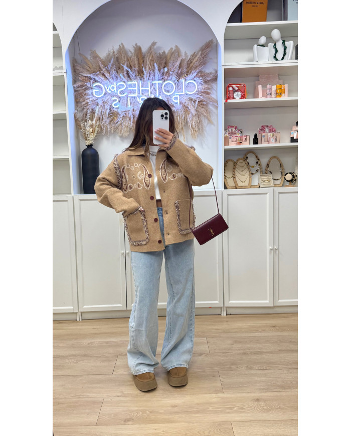 Cardigan KUJT Camel & bordeaux