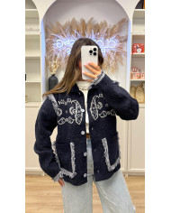 Cardigan KUJT Bleu & Blanc
