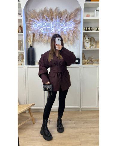 Blazer Nacima à ceinture Bordeaux