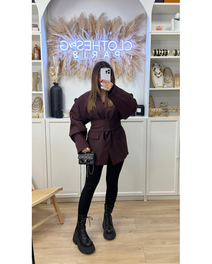 Blazer Nacima à ceinture Bordeaux