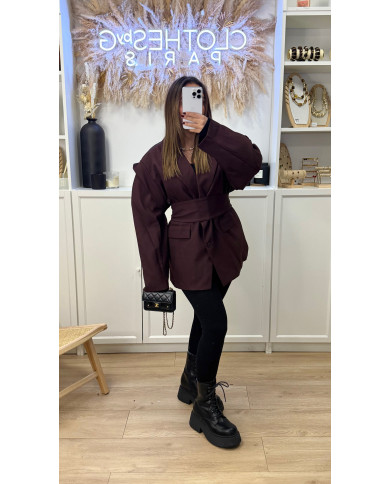 Blazer Nacima à ceinture Bordeaux