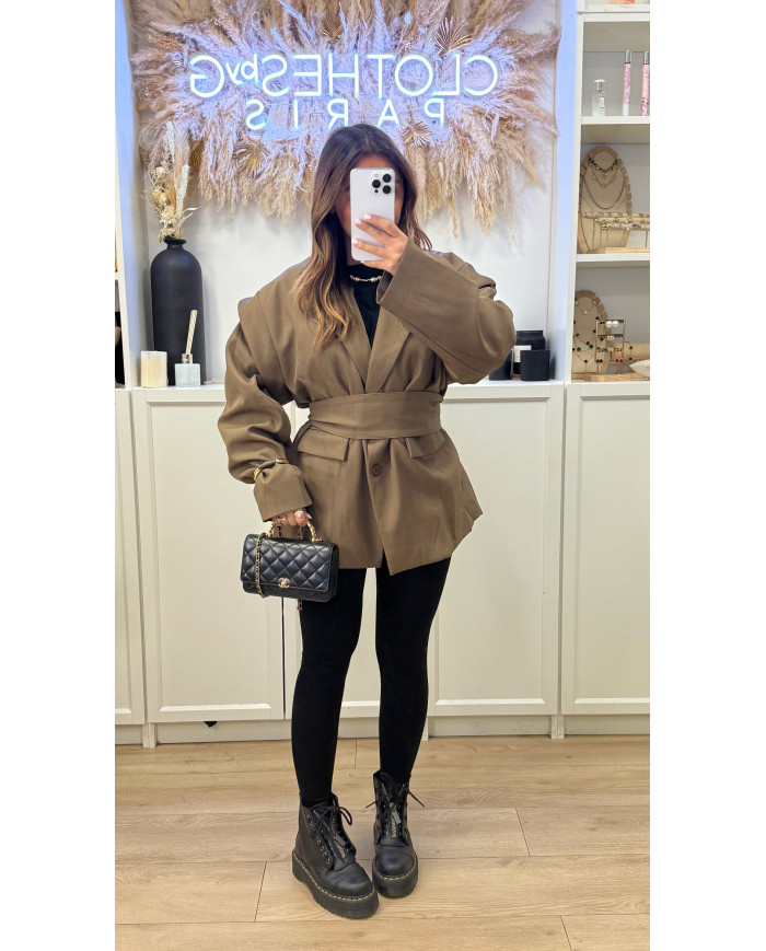 Blazer Nacima à ceinture Taupe