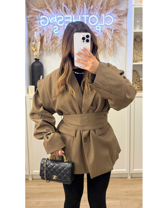 Blazer Nacima à ceinture Taupe