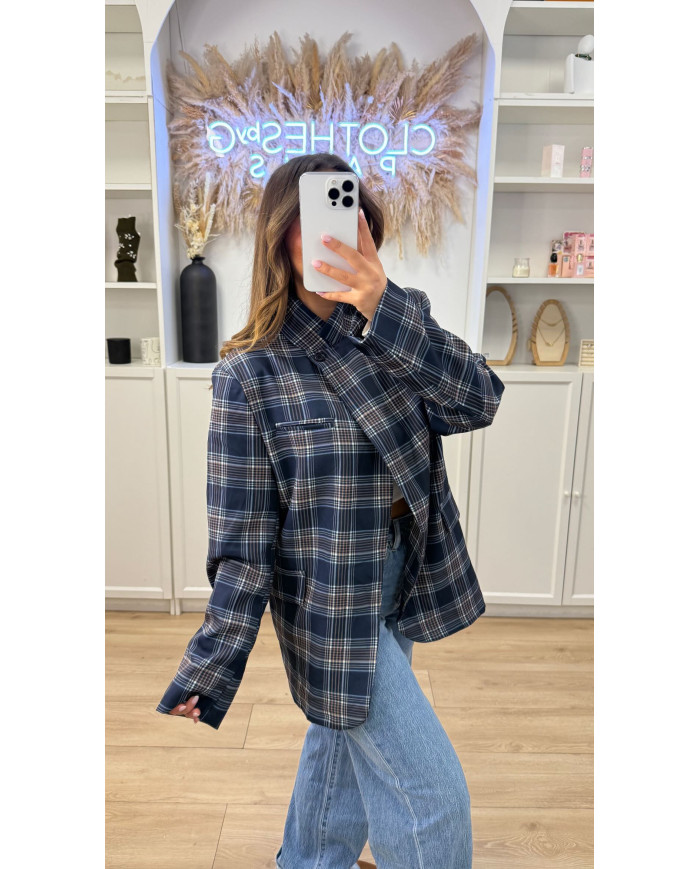 Blazer croisé bleu rayé