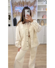Veste Gaby en jean Beige & Camel
