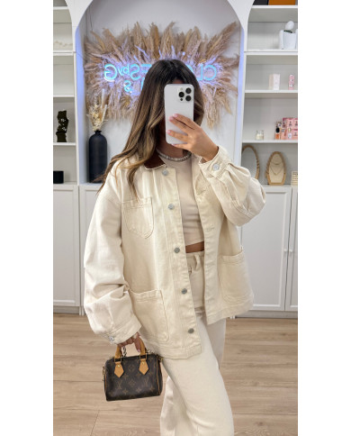 Veste Gaby en jean Beige & Camel