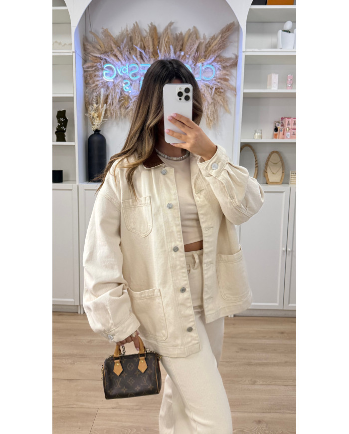 Veste Gaby en jean Beige & Camel