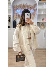 Veste Gaby en jean Beige & Camel