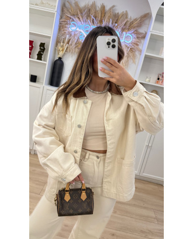 Veste Gaby en jean Beige & Camel