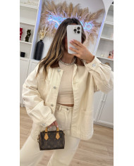 Veste Gaby en jean Beige & Camel
