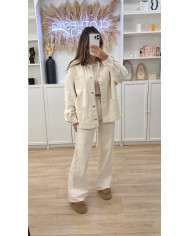 Jean évasé Gaby strech Beige