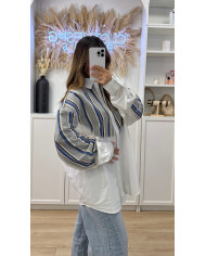 Chemise Oversize Bi matière gilet & blanc