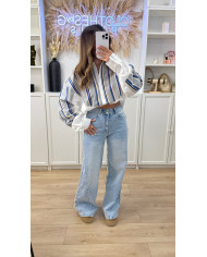 Chemise Oversize Bi matière gilet & blanc