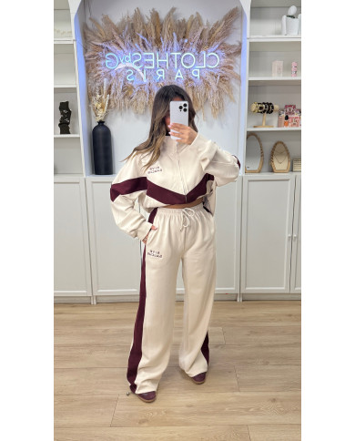 Ensemble de jogging Rive Gauche beige & bordeaux