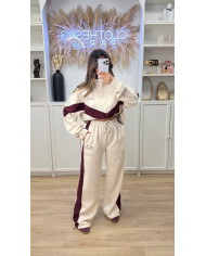 Ensemble de jogging Rive Gauche beige & bordeaux
