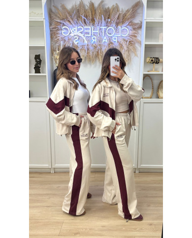 Ensemble de jogging Rive Gauche beige & bordeaux