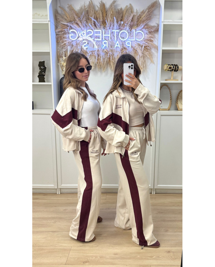 Ensemble de jogging Rive Gauche beige & bordeaux