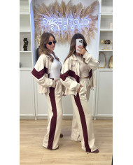 Ensemble de jogging Rive Gauche beige & bordeaux