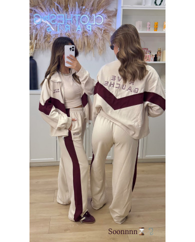 Ensemble de jogging Rive Gauche beige & bordeaux