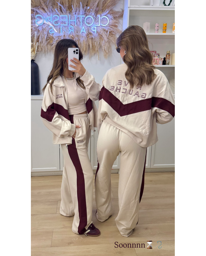 Ensemble de jogging Rive Gauche beige & bordeaux