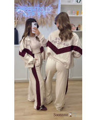 Ensemble de jogging Rive Gauche beige & bordeaux