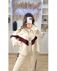 Ensemble de jogging Rive Gauche beige & bordeaux
