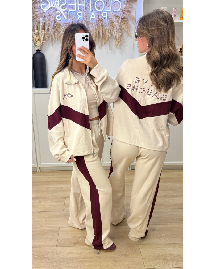 Ensemble de jogging Rive Gauche beige & bordeaux